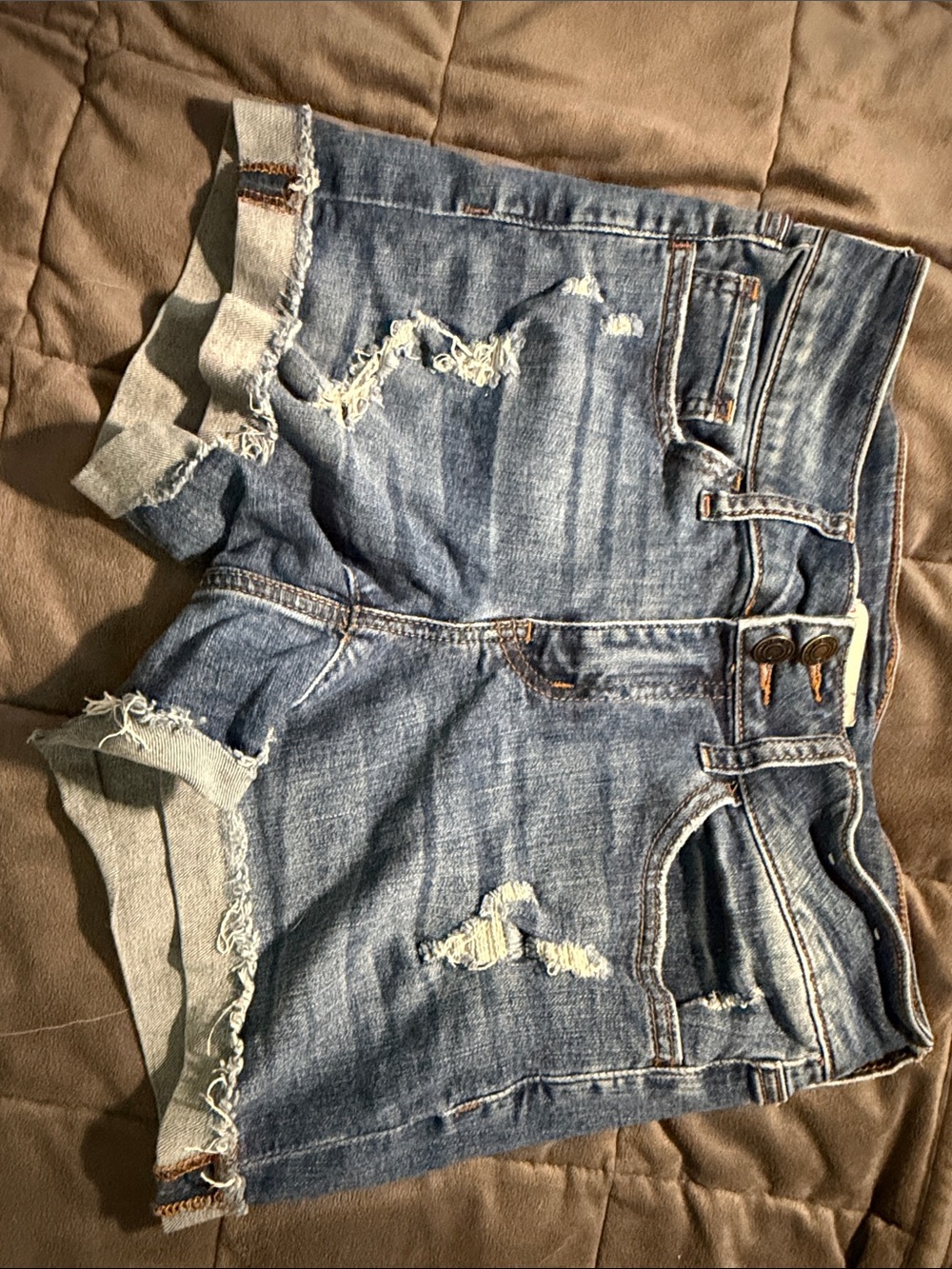 SO Distressed Light Blue Denim Jean Shorts